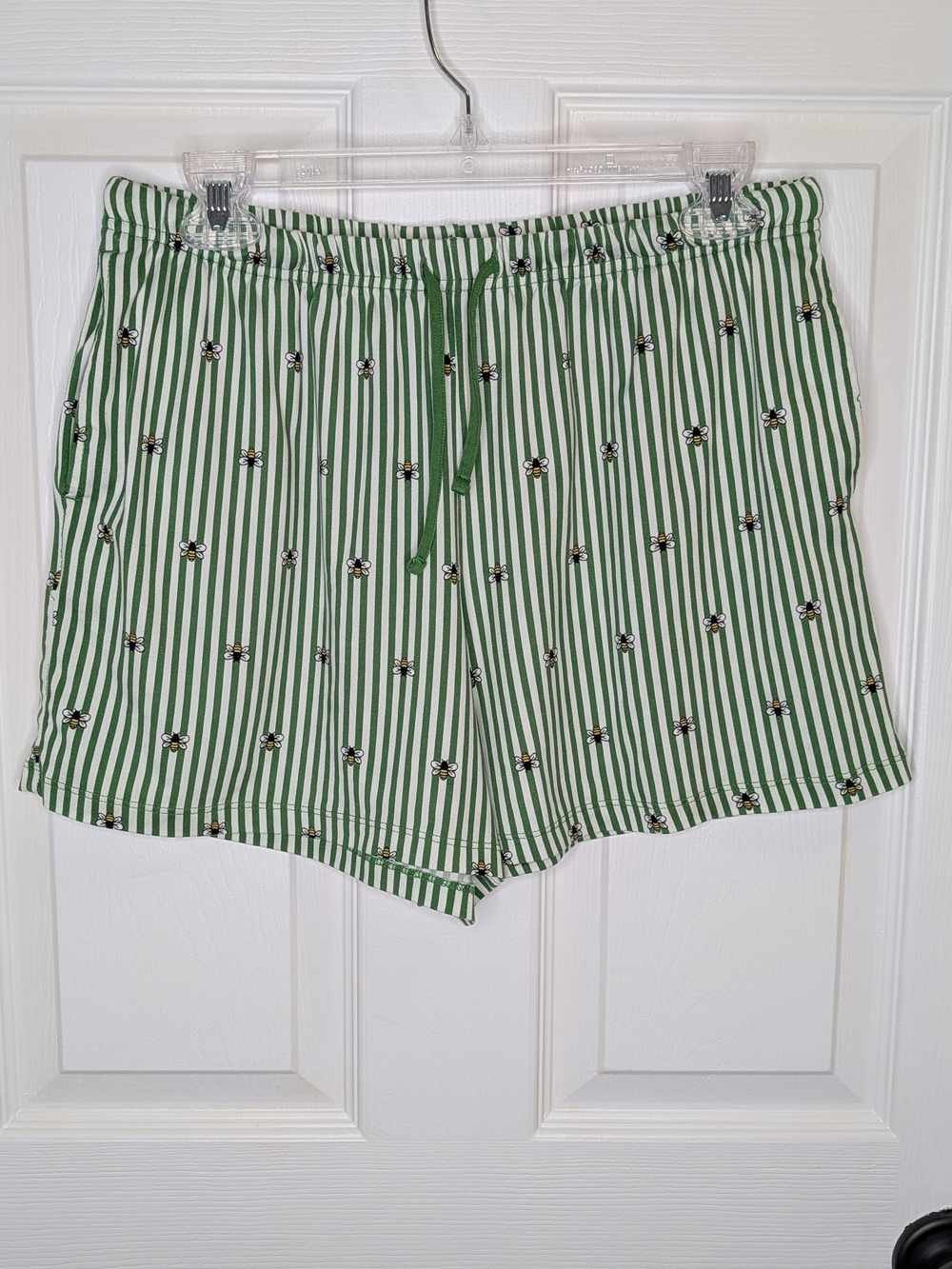 NWOT kate spade Green White Striped Bee Print Lounge Shorts Size M